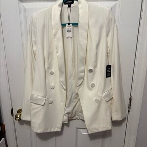 Express Ivory Double-Breasted Blazer